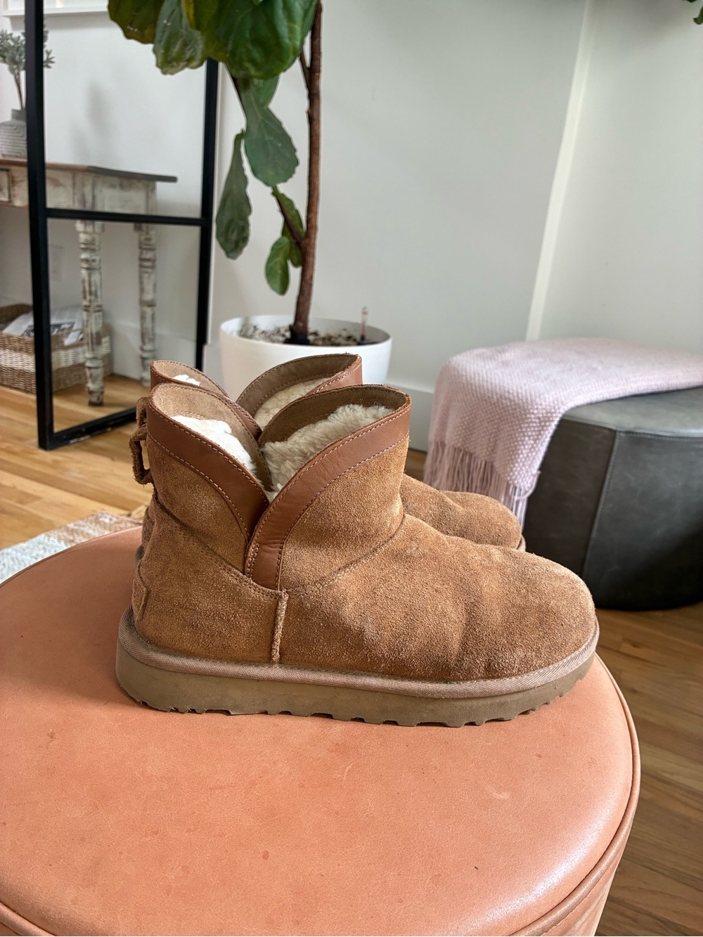 UGG Chestnut Suede Shearling Ankle Boots